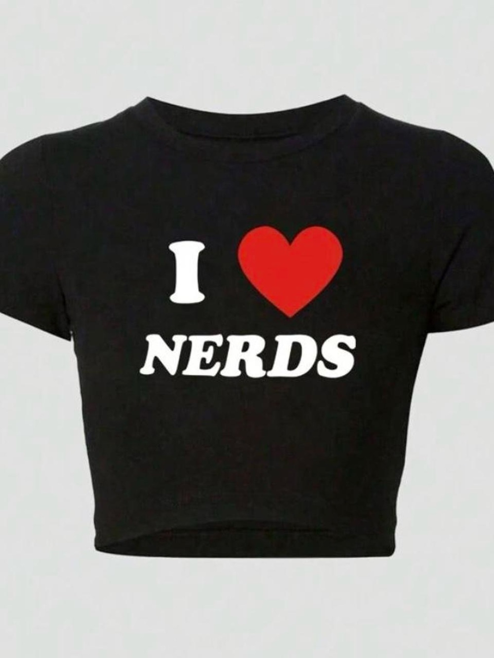 Black "I ♥ NERDS" Graphic Crop Tee